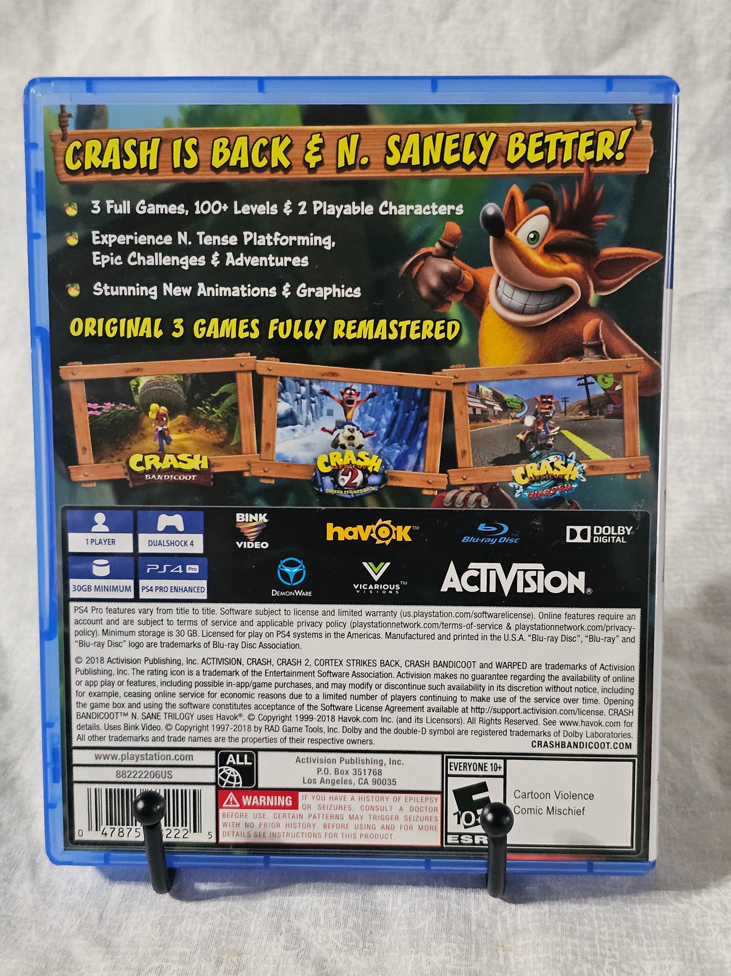 Crash Bandicoot N. Sane Trilogy (Sony PlayStation 4 PS4, 2017) Complete CIB VG