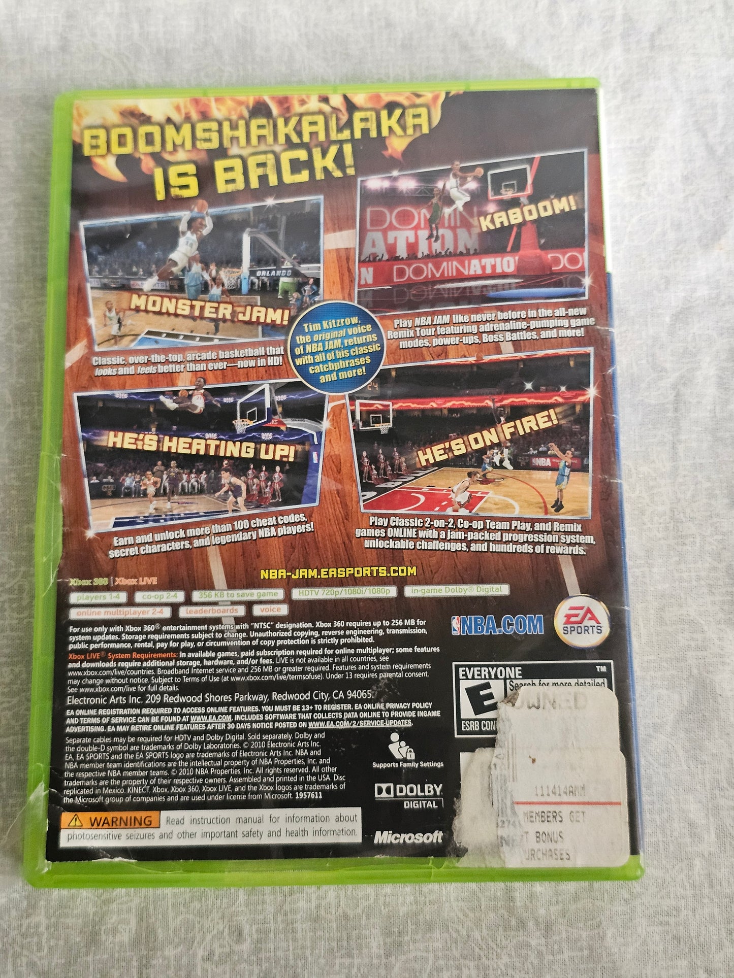 NBA Jam (Microsoft Xbox 360, 2010) Videogame Disc Very Good