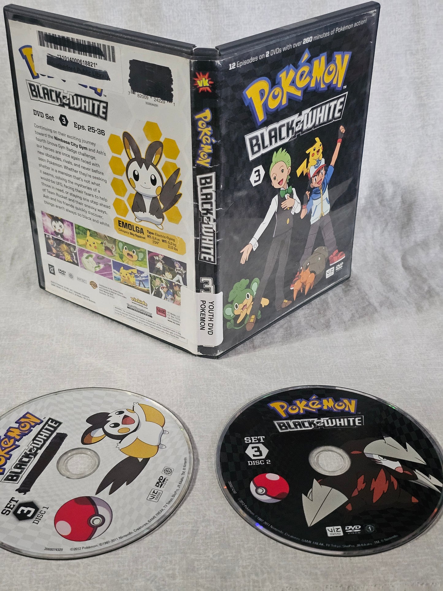 Pokemon: Black and White BW Vol. 2-4 (DVD) VIZ 2012 Set Bundle
