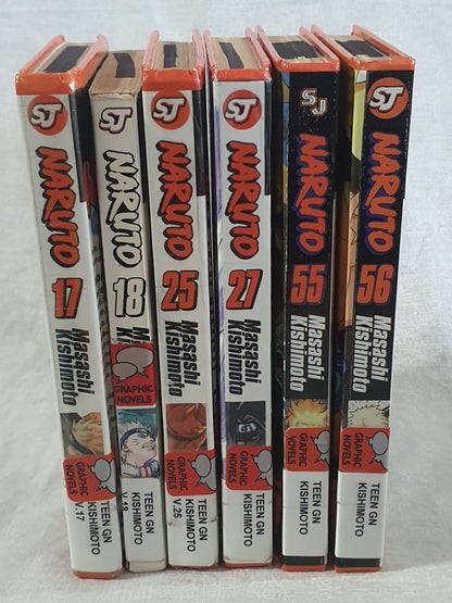 Naruto Manga Mixed Bundle Lot of Volume 17, 18, 25, 27, 55, 56 Hardcover Ex-Lib