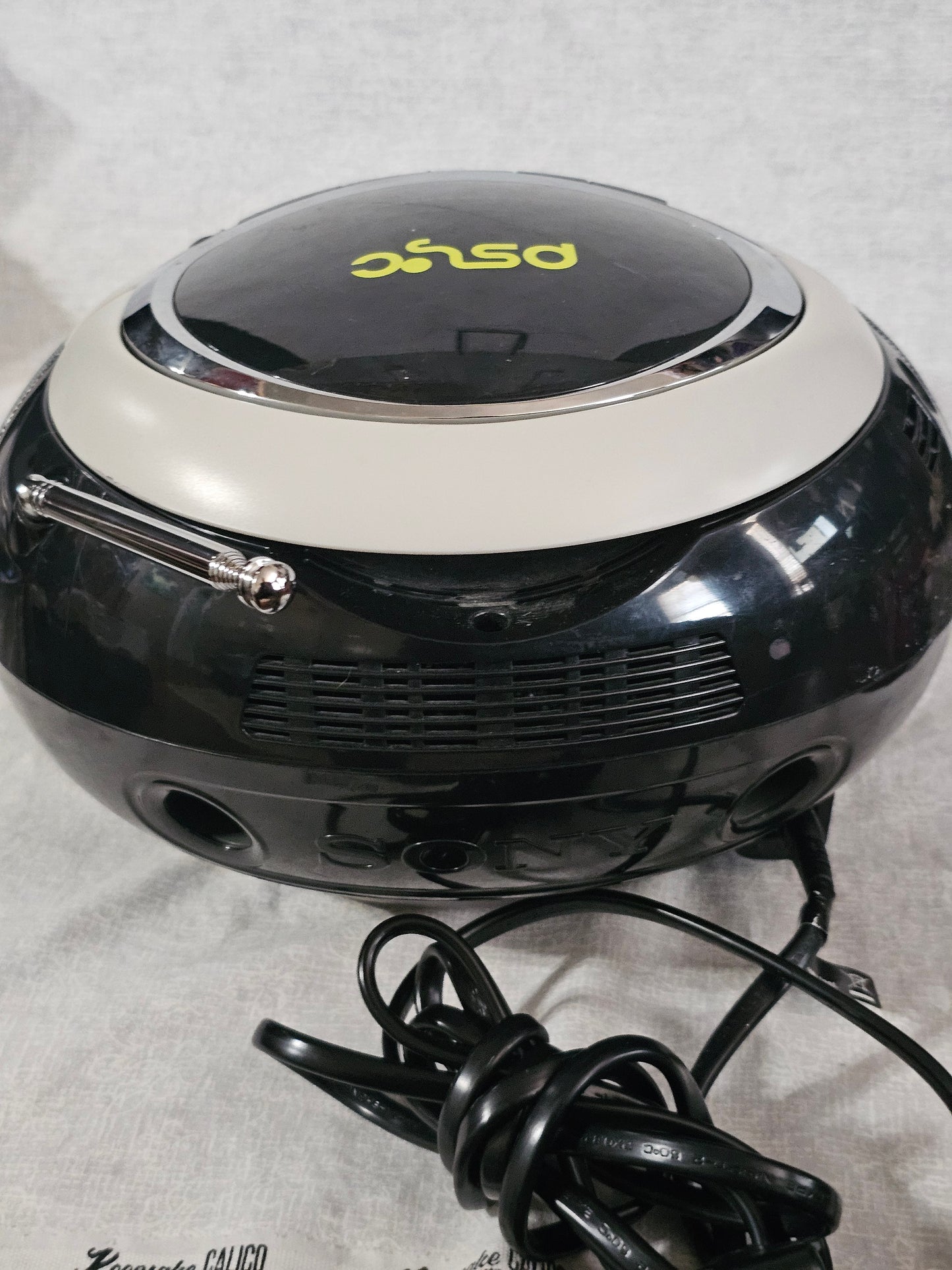 Sony PSYC CFD-E90 Boombox CD AM/FM Cassette AUX Remote Black/Yellow Mega Bass Portable Stereo System Tested Works Great Excellent Condition!