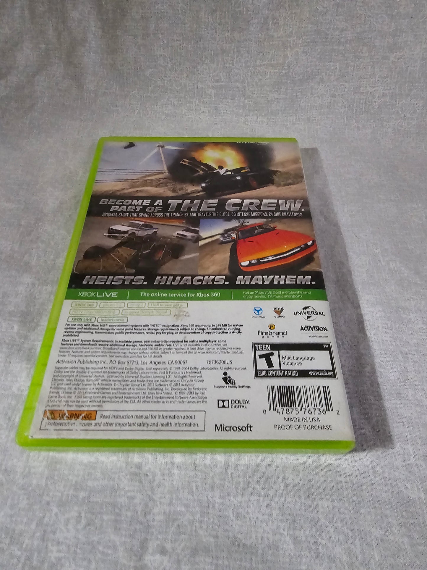 Fast & Furious: Showdown (Xbox 360, 2013) Game Disc Very Good