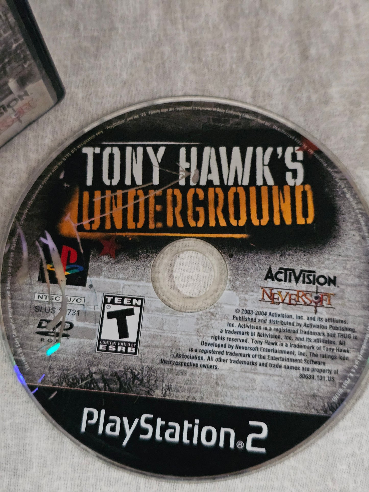 Tony Hawk's Underground Sony Playstation 2 PS2 Black Label Clean Video Game Disc (Copy)