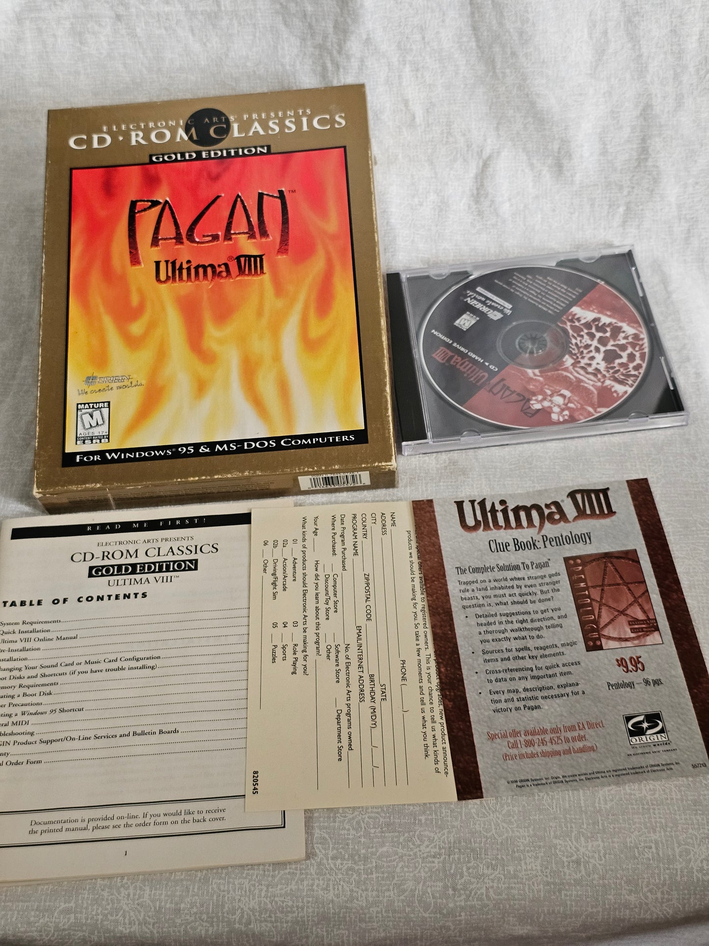 Ultima VIII: Pagan Gold Edition (PC, 1994) Big Box Computer Game Complete w/ CD-ROM, Booklet, Inserts, Original Box - Origin EA RPG Classic