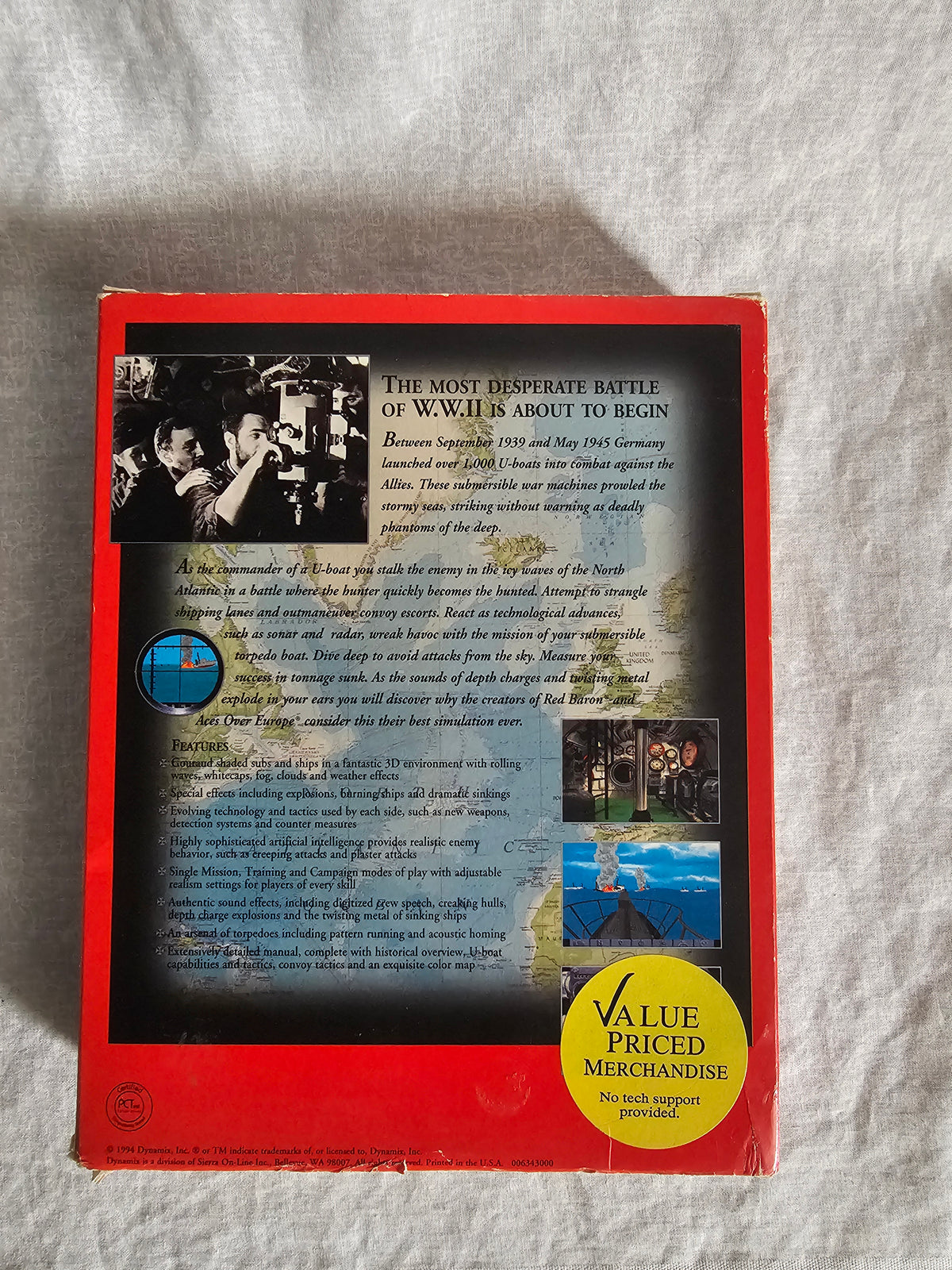 Aces of the Deep Big Box PC Game - Command Edition - WWII German U-Boat Submarine Simulation - Dynamix Sierra 1994/95 Rare Vintage Complete