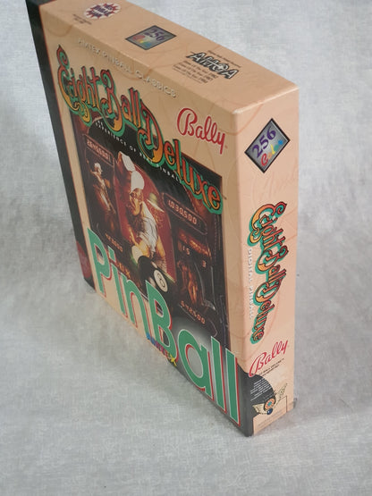 Bally Eight Ball Deluxe Pinball Game Amtex Broderbund MAC Apple Computer Big Box - 3 Diskettes, Pristine Registration Card Included Complete