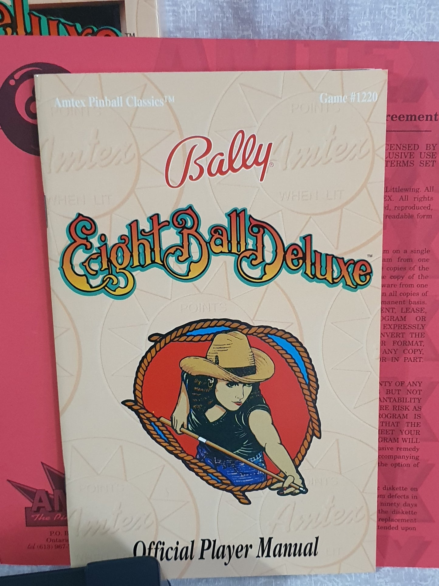 Bally Eight Ball Deluxe Pinball Game Amtex Broderbund MAC Apple Computer Big Box - 3 Diskettes, Pristine Registration Card Included Complete