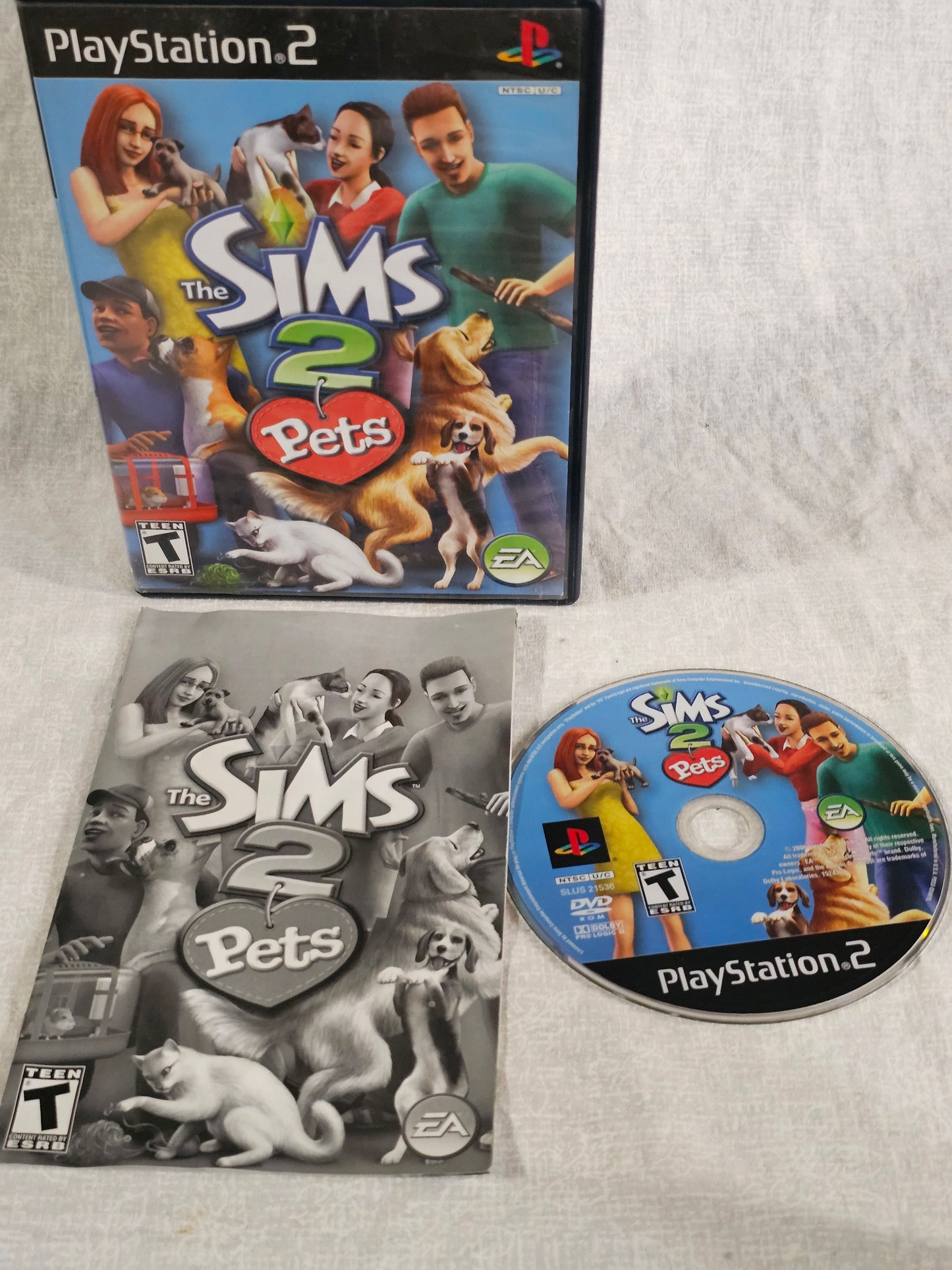 The Sims 2 Pets PS2 PlayStation 2 2005 Complete W/ Manual CIB Disc Good Tested Works - Case Manual Disc - EA Simulation Game