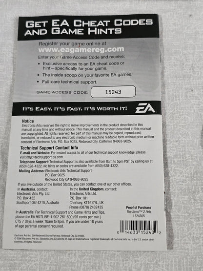 The Sims 2 Pets PS2 PlayStation 2 2005 Complete W/ Manual CIB Disc Good Tested Works - Case Manual Disc - EA Simulation Game