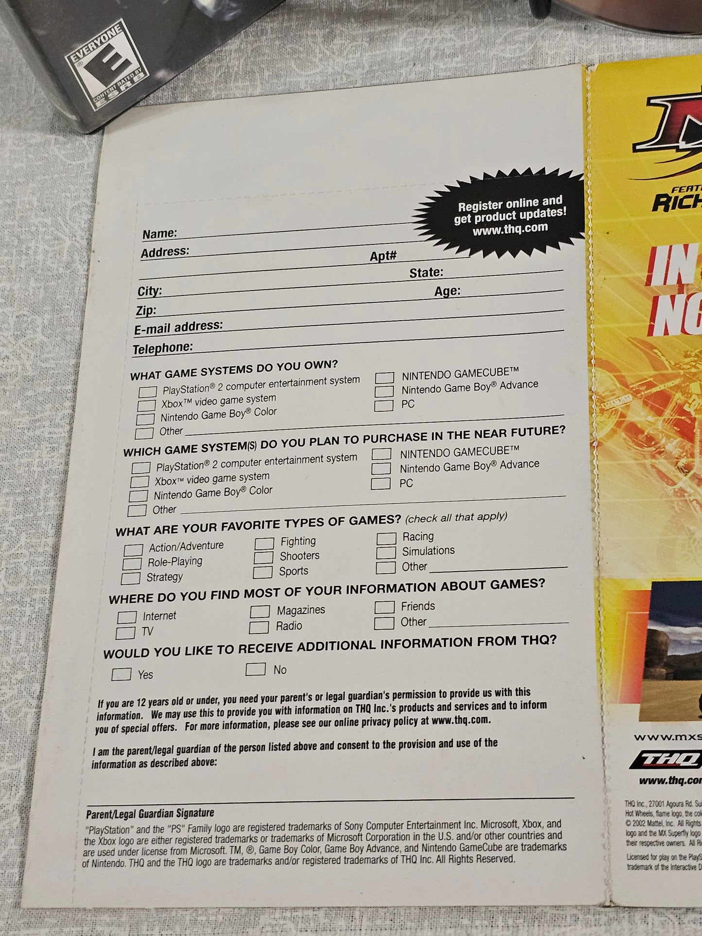 Hot Wheels Velocity X Maximum Justice Sony PS2 2002 CIB w/ Manual Registration Card - Complete Case Manual - Racing Battle Game Tested