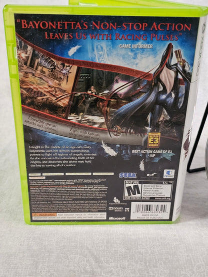 Bayonetta Xbox 360 2010 Disc Good Tested Action Game PlatinumGames Sega Witch Combat Hack Slash Collector NTSC Climax Umbra Heaven