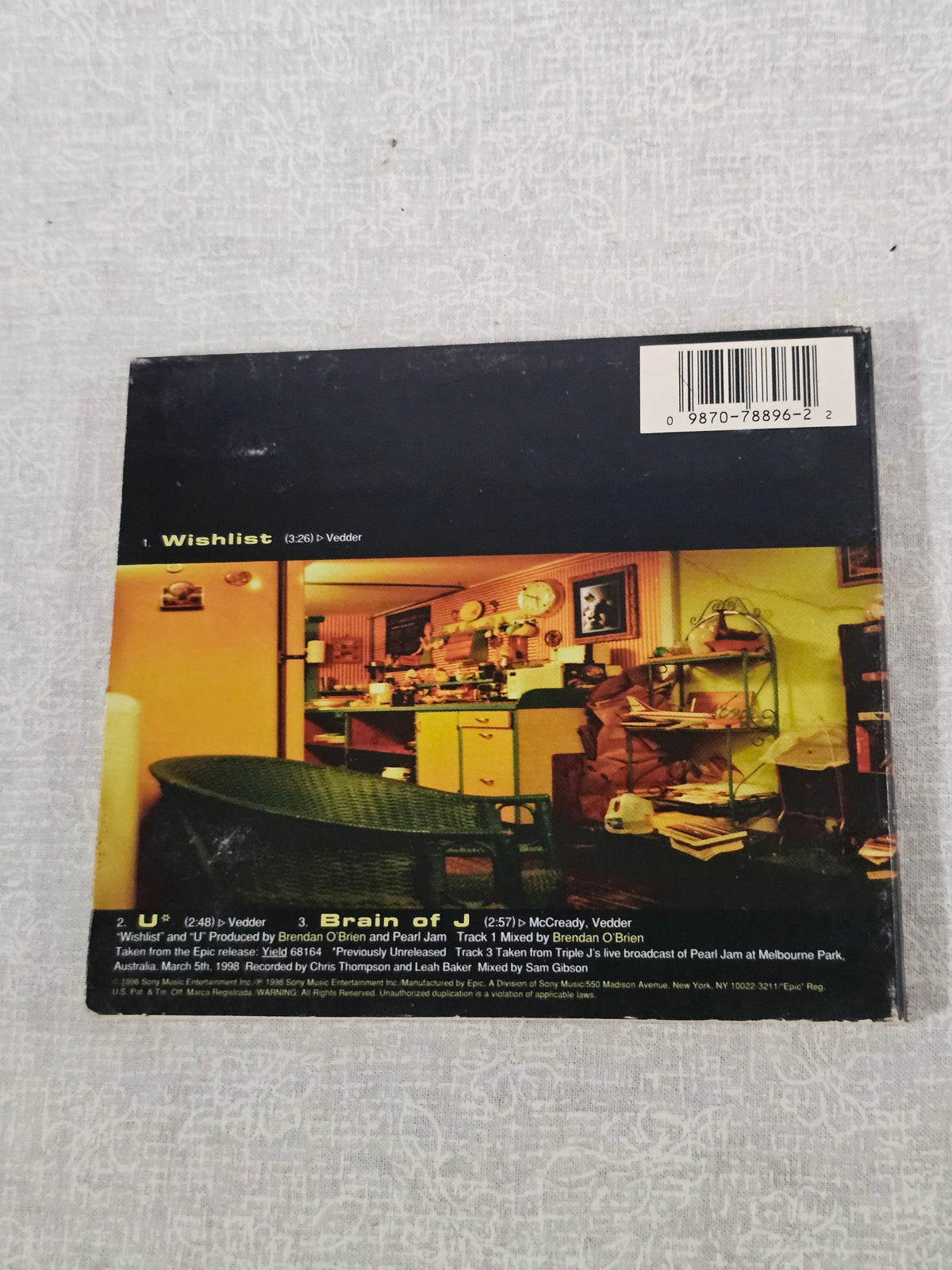 Pearl Jam Wishlist U Brain Of J CD 1998 Epic 34K 78896 Single Grunge Alt Rock Yield Era Collector Rare Import Original Pressing