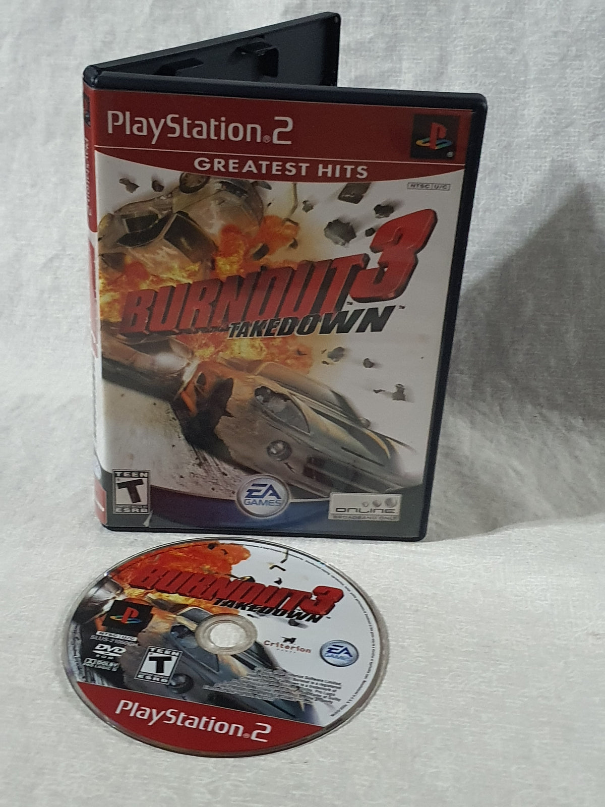 Burnout 3 Takedown Sony PlayStation 2 PS2 Tested Working Racing Game 2004 EA Criterion Crash Mode Collector Complete Red Label Greatest Hits