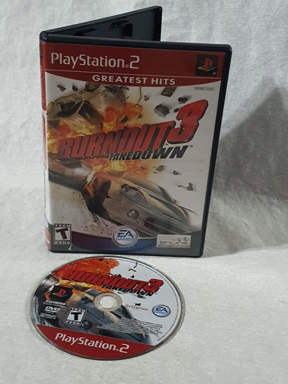 Burnout 3 Takedown Sony PlayStation 2 PS2 Tested Working Racing Game 2004 EA Criterion Crash Mode Collector Complete Red Label Greatest Hits
