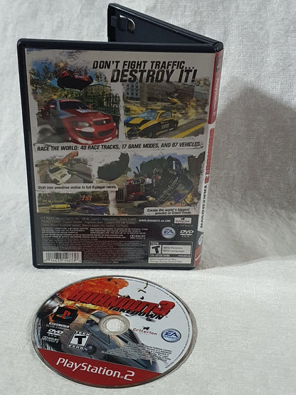 Burnout 3 Takedown Sony PlayStation 2 PS2 Tested Working Racing Game 2004 EA Criterion Crash Mode Collector Complete Red Label Greatest Hits