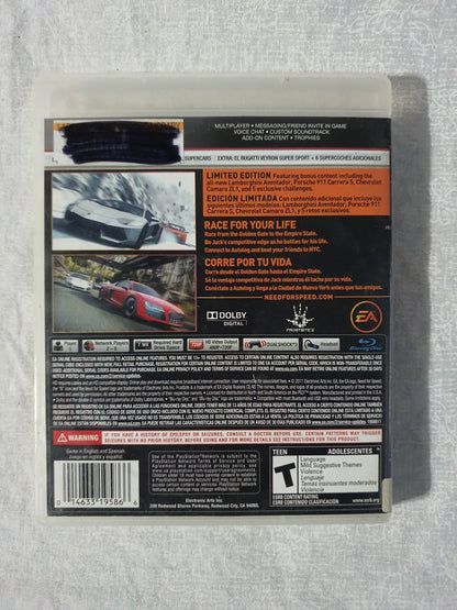 Need for Speed The Run PS3 Racing Game EA Black Box Tested Working Collector Edition Story Mode Frostbite Original Case 2011