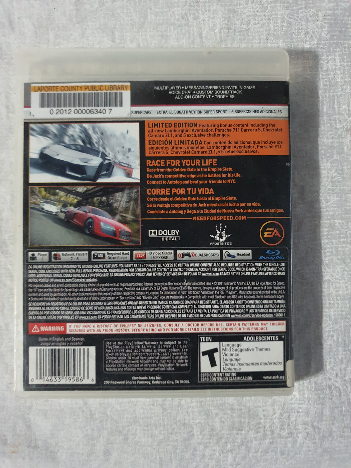 Need for Speed The Run PS3 Racing Game EA Black Box Tested Working Collector Edition Story Mode Frostbite Original Case 2011