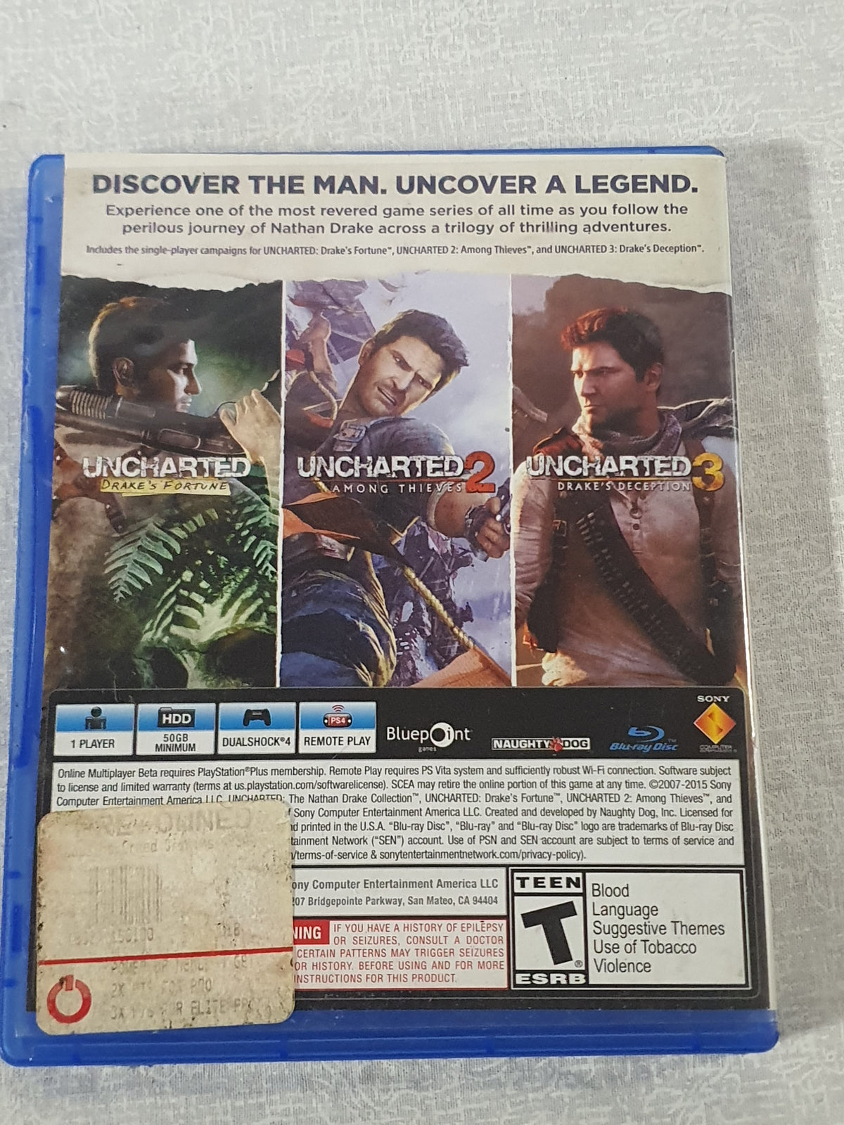 Uncharted Nathan Drake Collection PS4 PlayStation 4 Complete 2015 Disc Good Tested Collector Trilogy Remastered Naughty Dog Original Case Action