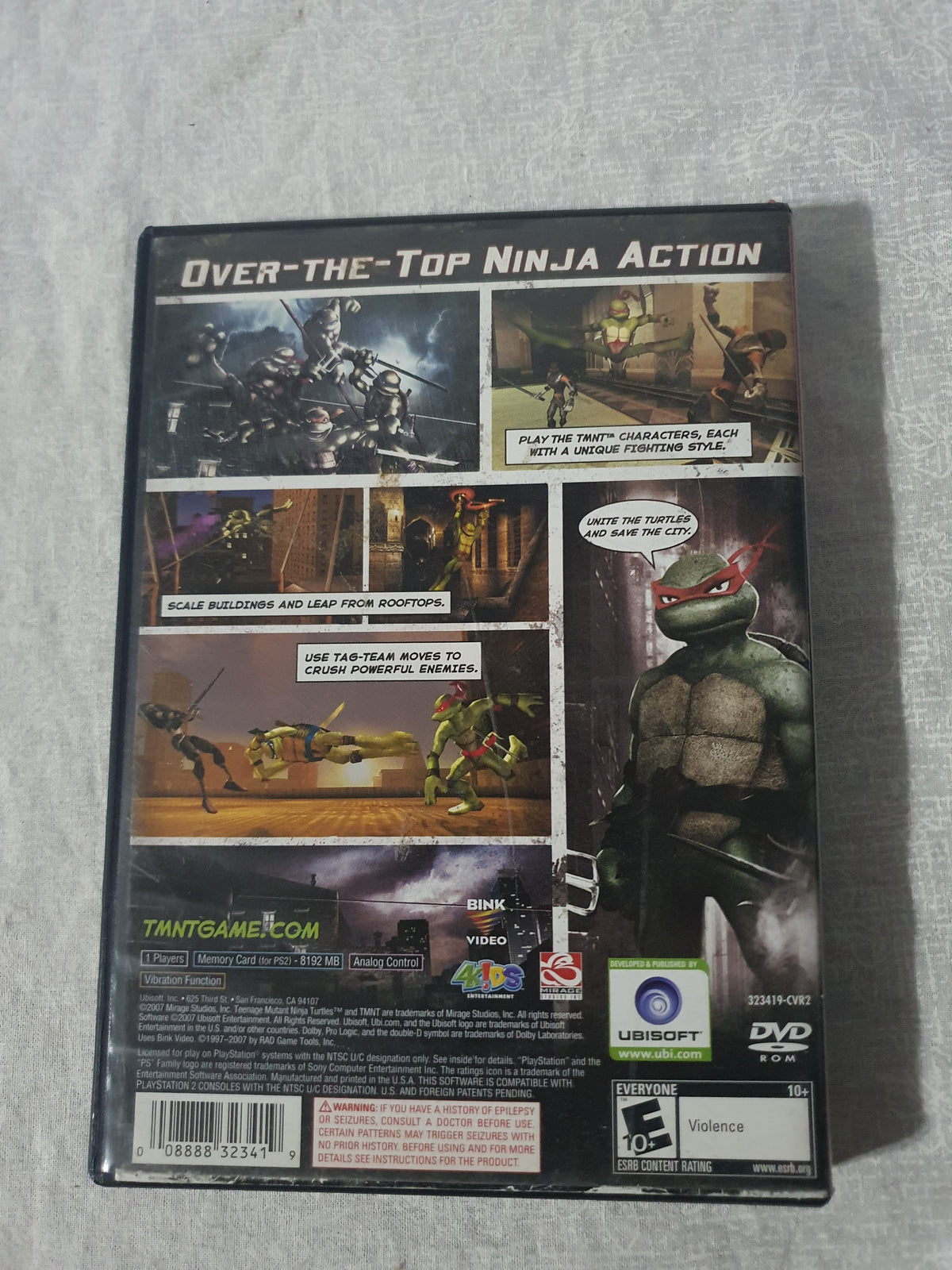 TMNT Teenage Mutant Ninja Turtles PS2 PlayStation 2 2007 Action Tested Very Good Complete Collector Ubisoft Movie Tie-In Original Game