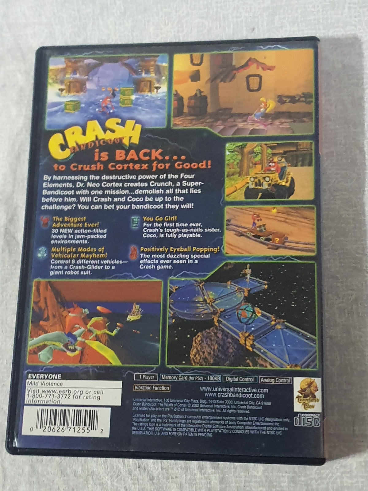 Crash Bandicoot Wrath Of Cortex PS2 PlayStation 2 2001 Platformer Tested Very Good Complete Collector Registration Card Original Classic