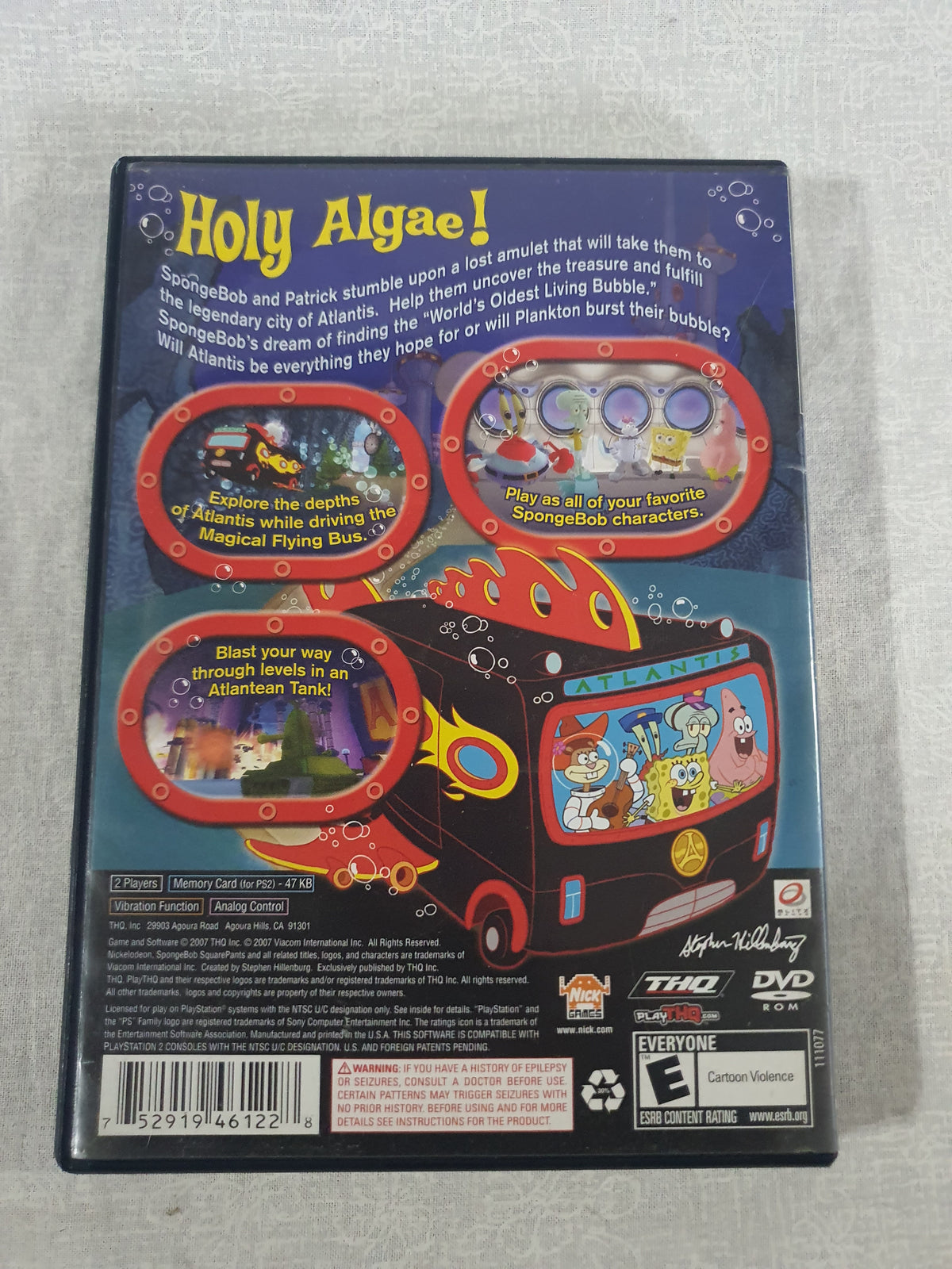 SpongeBob Atlantis SquarePantis PS2 PlayStation 2 2007 Tested Very Good Disc Collector THQ Original Cartoon Platformer Classic