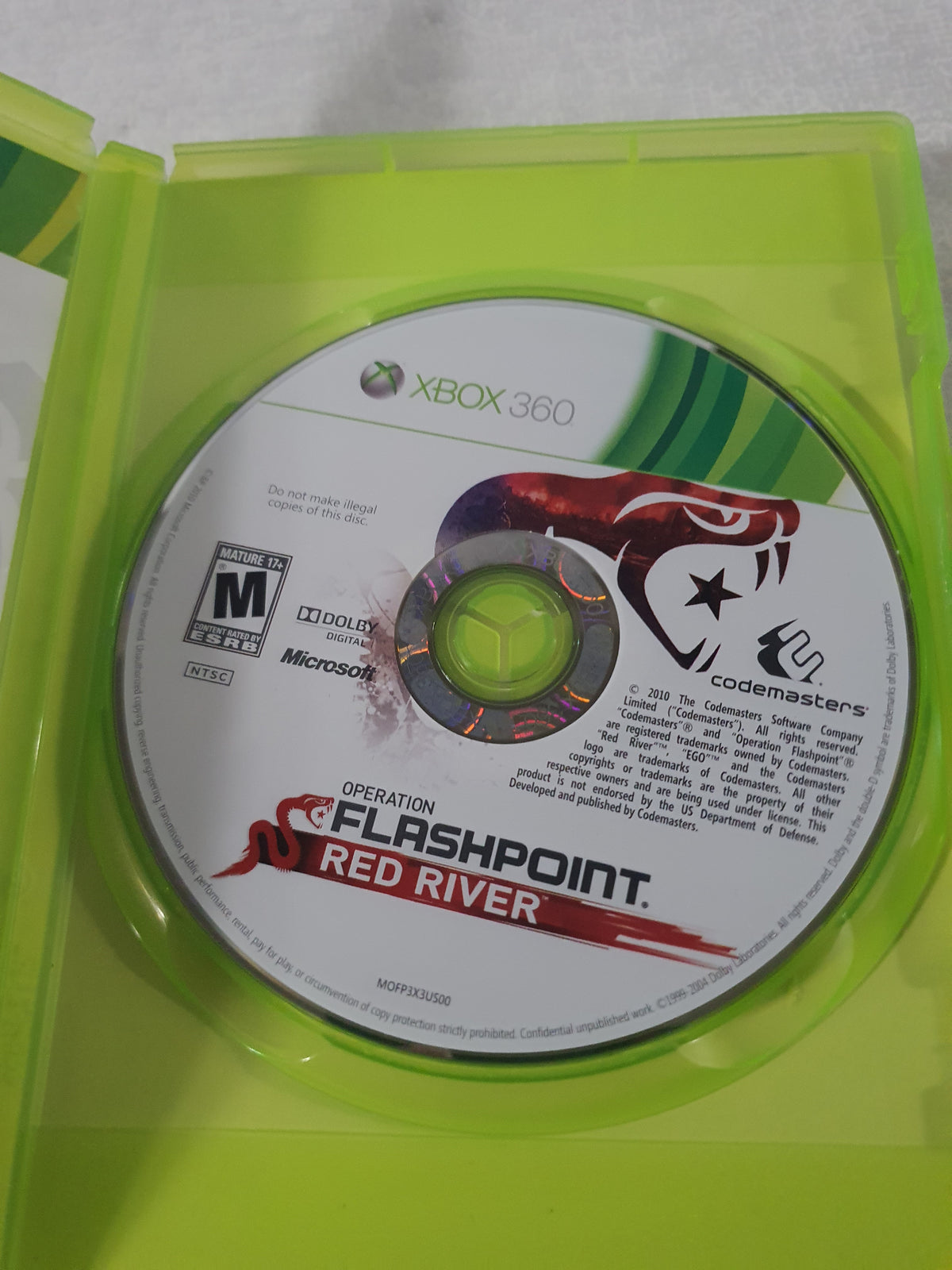Operation Flashpoint Red River Xbox 360 Game Tested Very Good Shooter Codemasters 2011 Tactical Military Original
