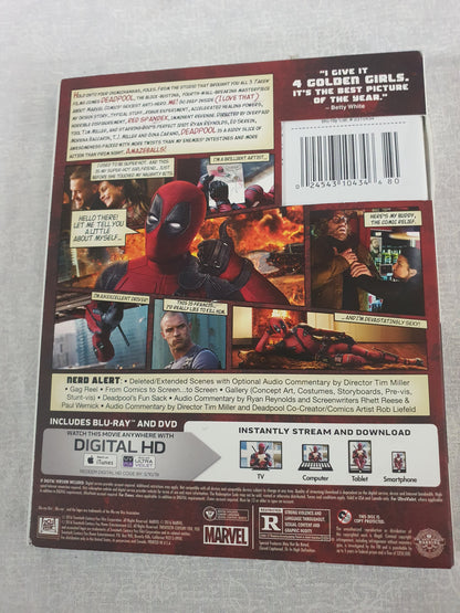 Deadpool Blu-ray DVD 2016 2 Disc Slipcover Ryan Reynolds Marvel Superhero Action Comedy Uncut Original Fox X-Men Antihero