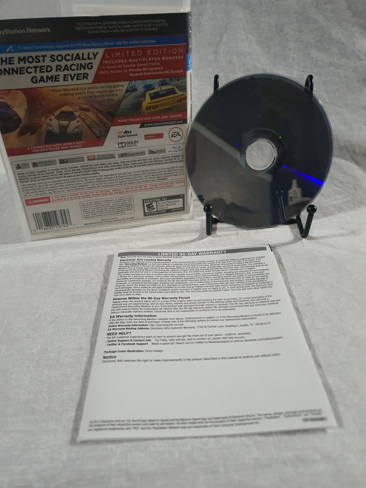 Need For Speed Most Wanted Limited Edition PS3 PlayStation 3 Racing Game Criterion EA 2012 Open World Cops Chase Multiplayer