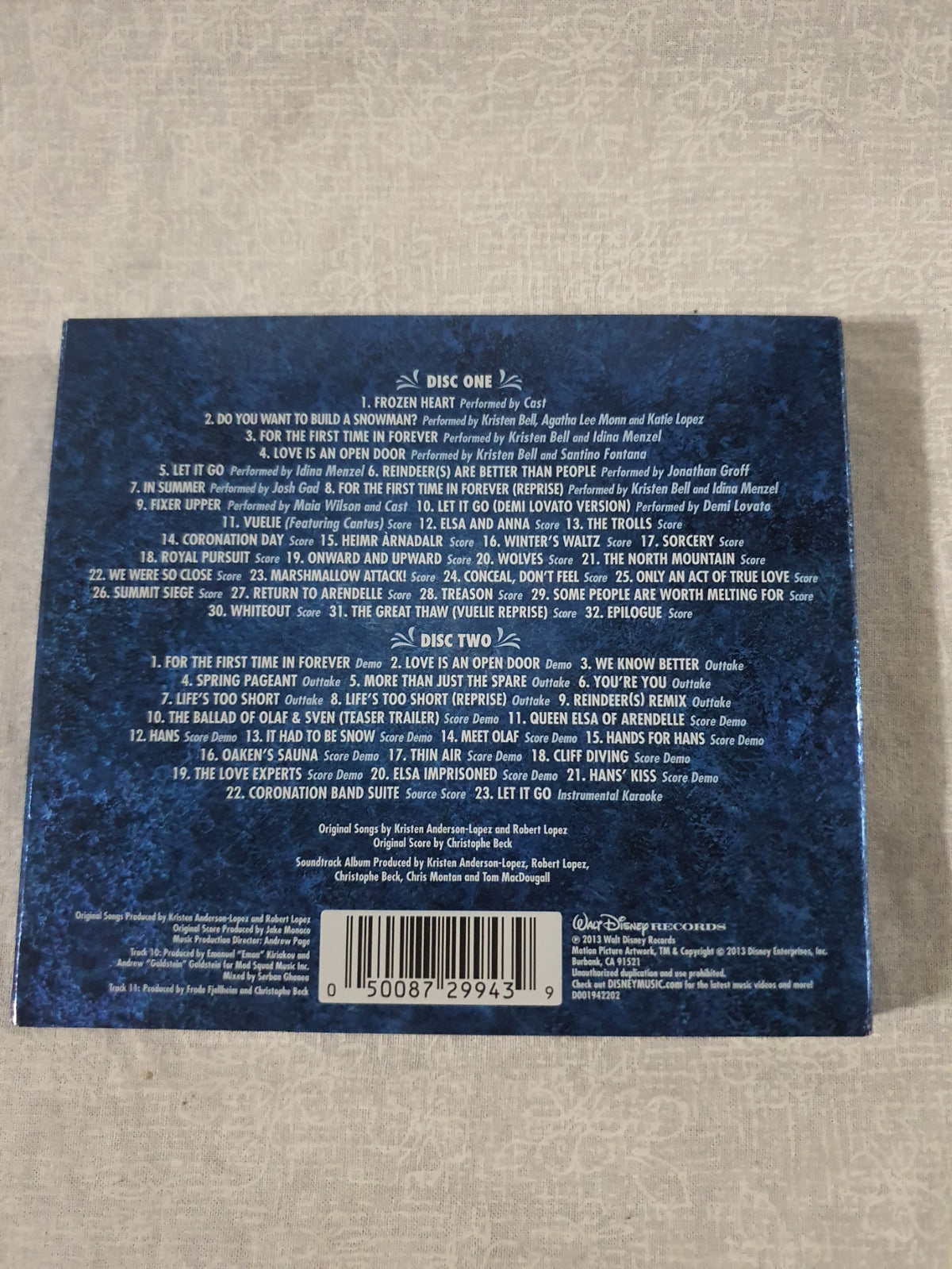 Frozen Deluxe Soundtrack 2 Disc CD Disney 2013 Let It Go Original Motion Picture Score Edition