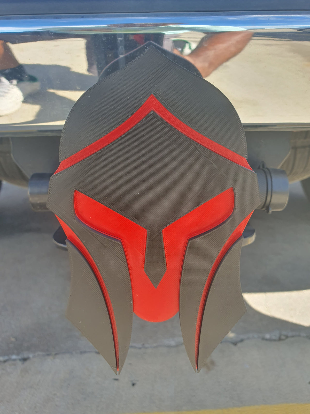 Molon Labe Spartan Helmet Hitch Cover Trailer Plug Cap Greek Warrior Truck SUV Gift - For 2x2 Inch Receivers Red