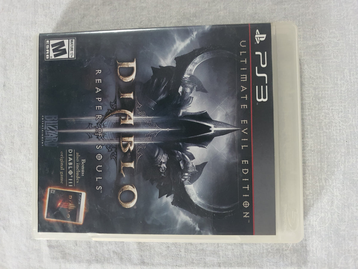 Diablo III Reaper of Souls Ultimate Evil Edition PS3 PlayStation 3 Game Case Disc Bonus Diablo III Included Blizzard