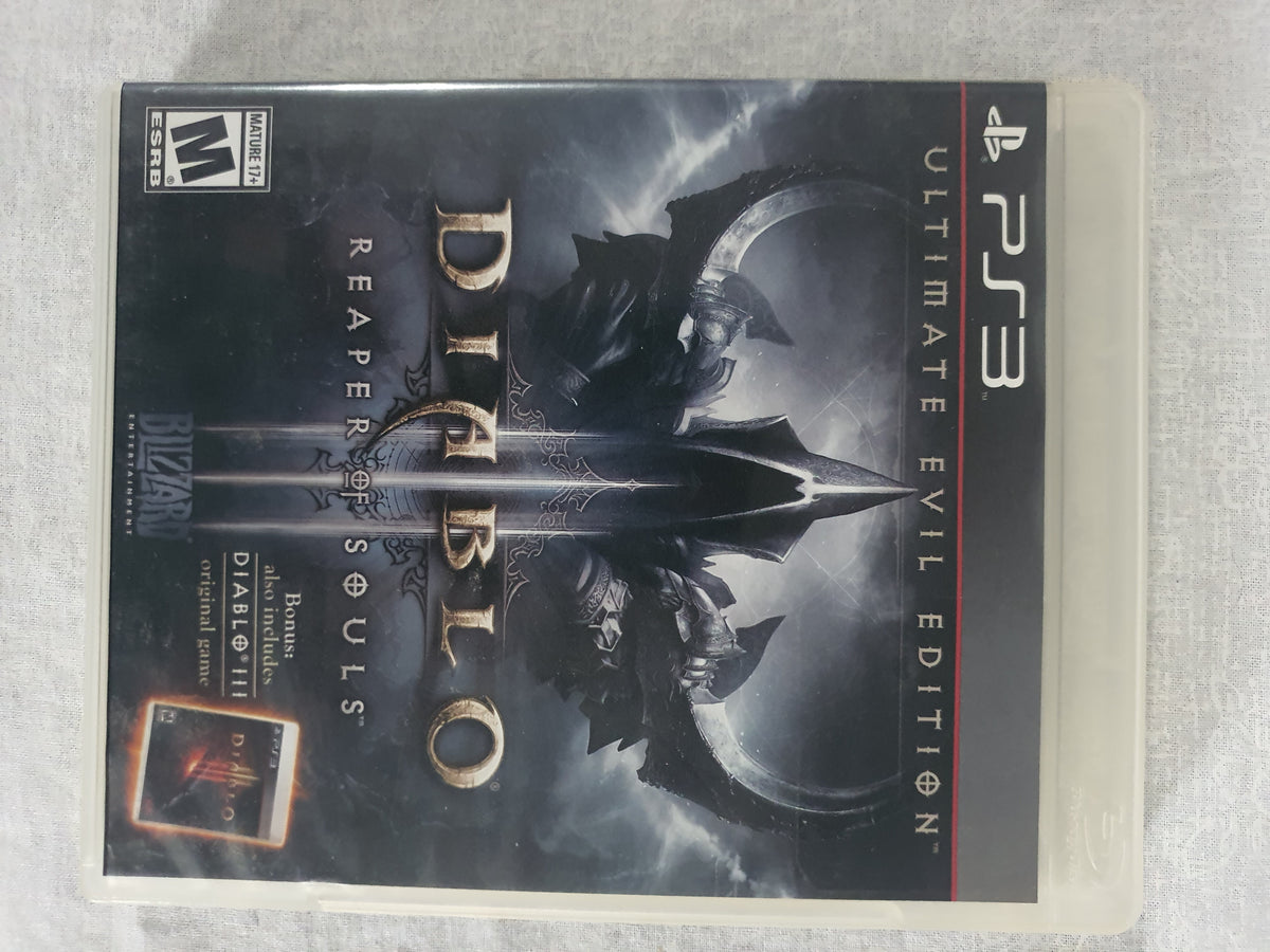 Diablo III Reaper of Souls Ultimate Evil Edition PS3 PlayStation 3 Game Case Disc Bonus Diablo III Included Blizzard