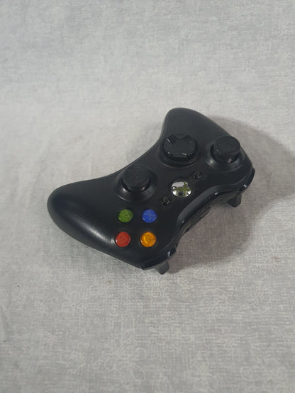 Xbox 360 Black Wireless Controller OEM Official Microsoft Gamepad ABXY Buttons Tested Working No Battery Pack