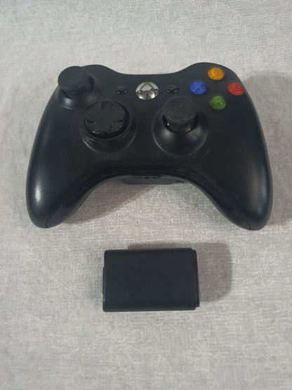 Xbox 360 Black Wireless Controller OEM Official Microsoft Gamepad ABXY Buttons Tested Working No Battery Pack