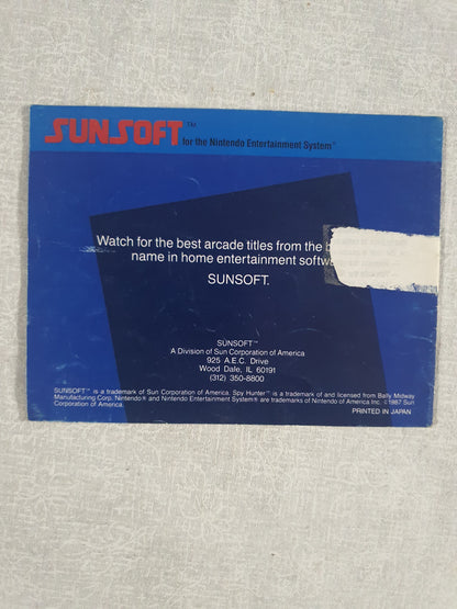 Spy Hunter NES Instruction Manual Sunsoft Nintendo Entertainment System Booklet Only Original NES-HU-USA Vintage