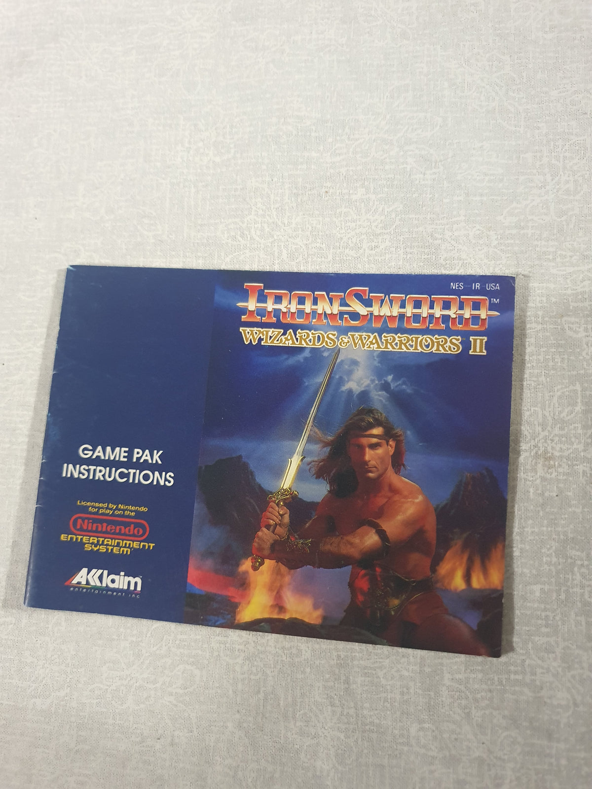IronSword Wizards and Warriors II NES Manual Instruction Booklet NES-IR-USA Acclaim Nintendo Original Front and Back
