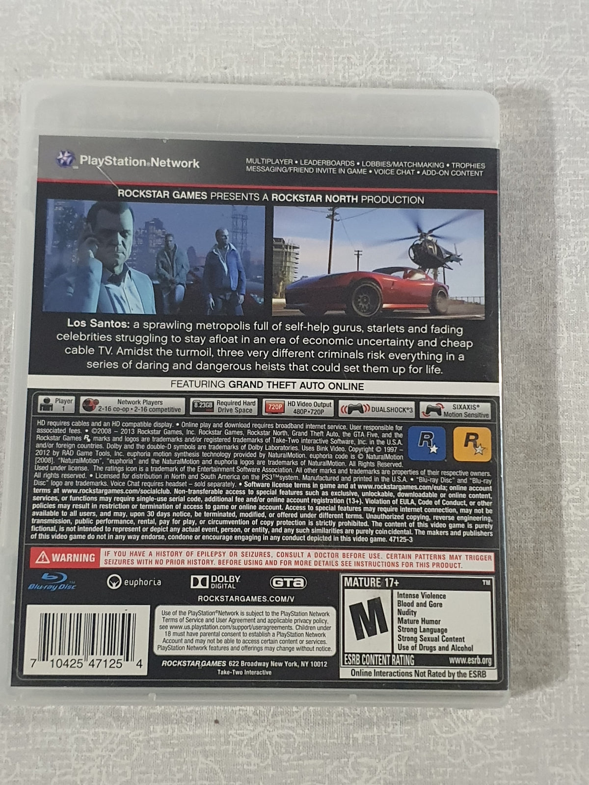 Rockstar Games Grand Theft Auto V PS3 Complete w/ Manual & Map NTSC-U/C M
