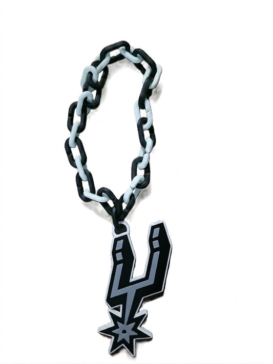 San Antonio Spurs Basketball Playoff Hype Chain – 8" Pendant 32" Chain NBA Fan Necklace for Spurs Nation