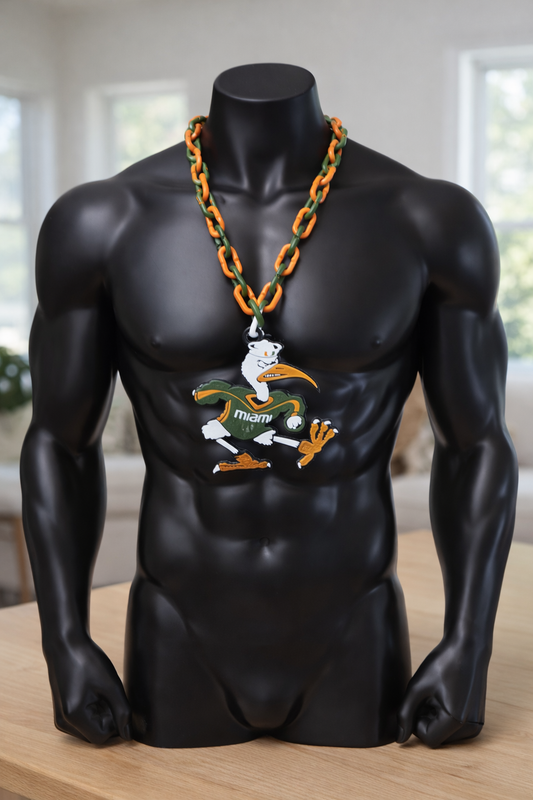 Miami Hurricanes Hype Fan Art Chain Pendant 32" Necklace Sebastian Ibis Emblem