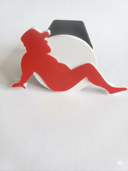 Red Mudflap Fat Guy Trucker Symbol Trailer Hitch Receiver Cover Plug 2" Receiver New Compatible With Ford Dodge Jeep Ram Chevy Nissan Honda Universal Truck SUV Models 2x2