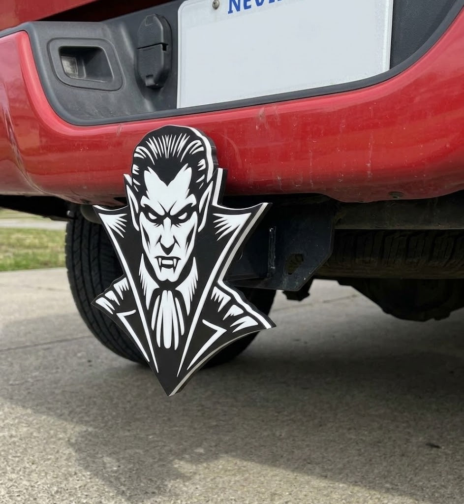 Dracula Vampire Halloween Hitch Cover Trailer Plug Cap Gift Truck SUV Decor Spooky Gothic
