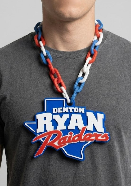 Denton Ryan Raiders Hype Chain for NTX Varsity Areas | Booster Club Cheer Squad Spirit Necklace Football Baseball Softball Basketball Tennis