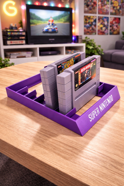 SNES Super Nintendo System Game Stand Cartridge Holder Display Rack 7 Videogame