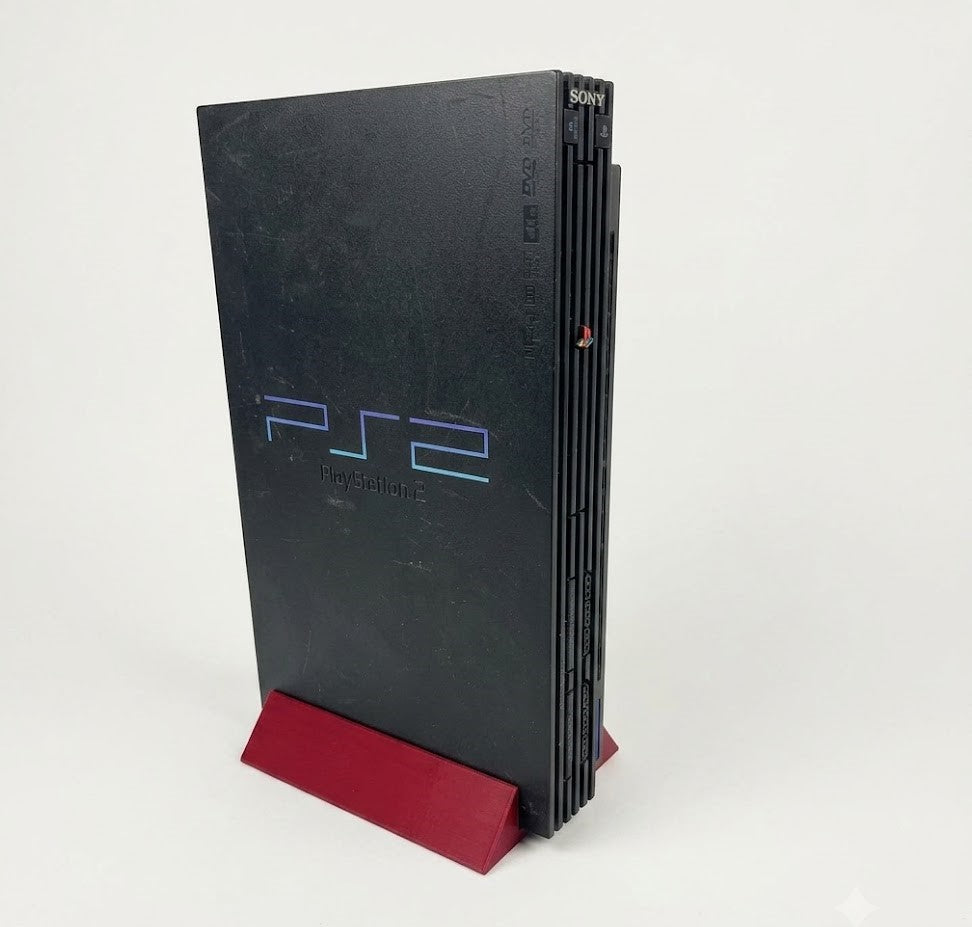 Red Vertical Sony PlayStation 2 Fat PS2 Stand Display For SCPH-39001 Videogame