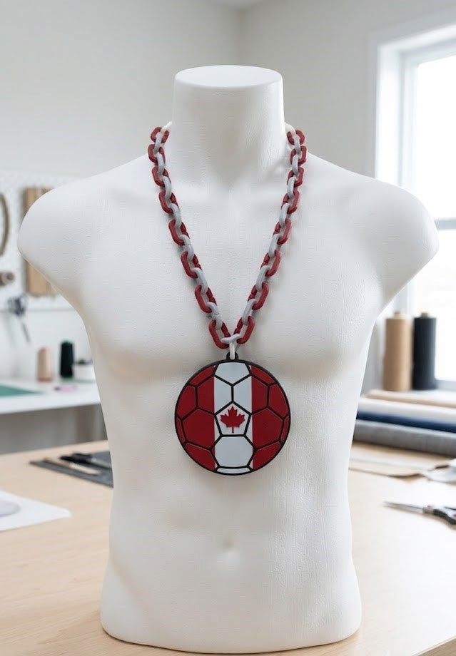 Canada Flag Soccer Hype Chain Necklace - FIFA World Cup Fan Maple Leaf Chain | Canadian Soccer Jewelry for Stadiums and Ultras