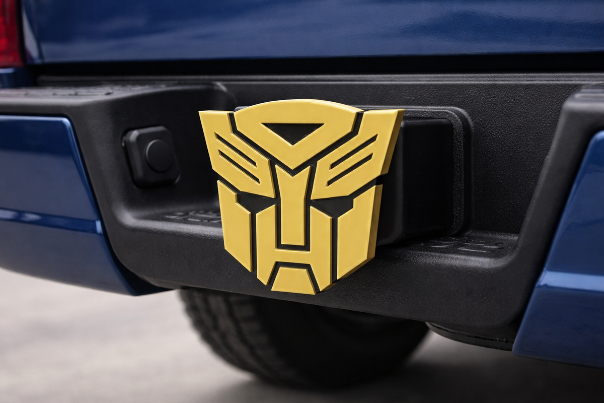 Bumblebee Transformers Tow Hitch Cover 2" Receiver - Yellow Autobot Logo Plug Cap for Truck SUV Jeep - Official Style Gift