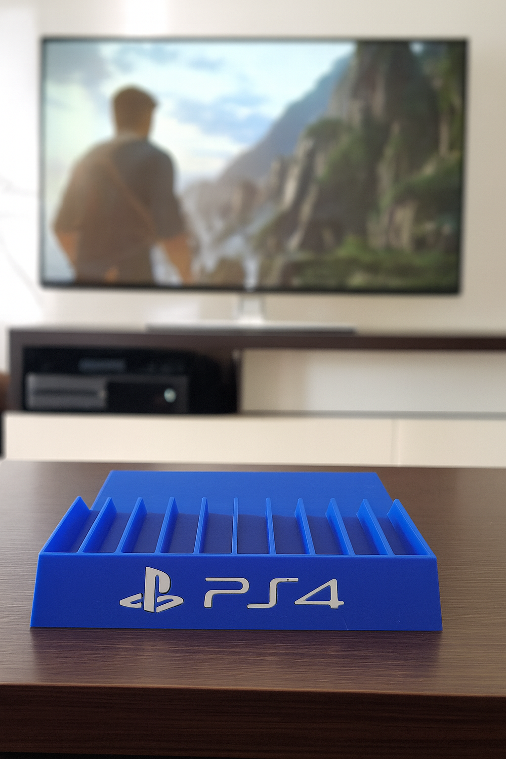 New Blue PlayStation 4 Game Holder 10 Games Sony Video Game Storage Display PS4