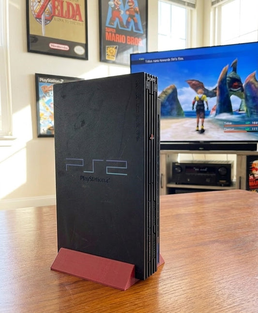 Red Vertical Sony PlayStation 2 Fat PS2 Stand Display For SCPH-39001 Videogame