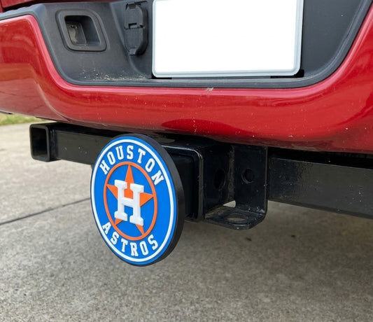 Houston Astros Trailer Hitch Plug Cap Truck - For 2" Receiver - 5" Emblem Orange Navy Star H Logo Baseball Tow Hitch Cap Truck Accessory