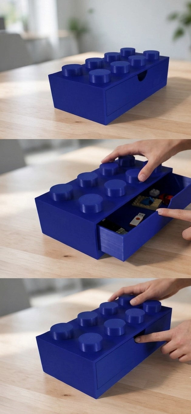 Drawer Organizer, Desktop Storage Box, Office Caddy for Pens, Notes and Home Use - Multi-Compartment Bin for Desk, Vanity and Drawer Storage Blue